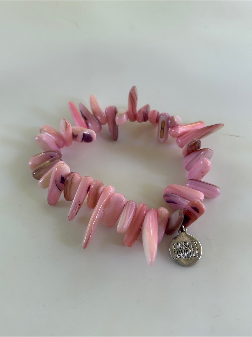 Kinsley Armelle Pink Shell Stretch Charm Bracelet Boho